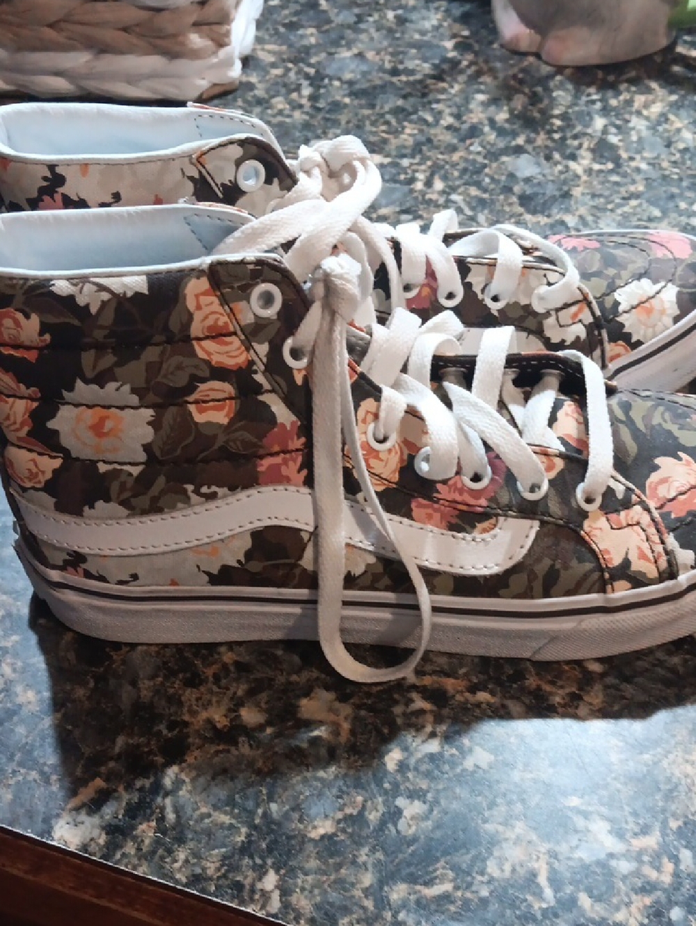 Vans Floral High-Top Sneakers in Pink, Cream & Green
